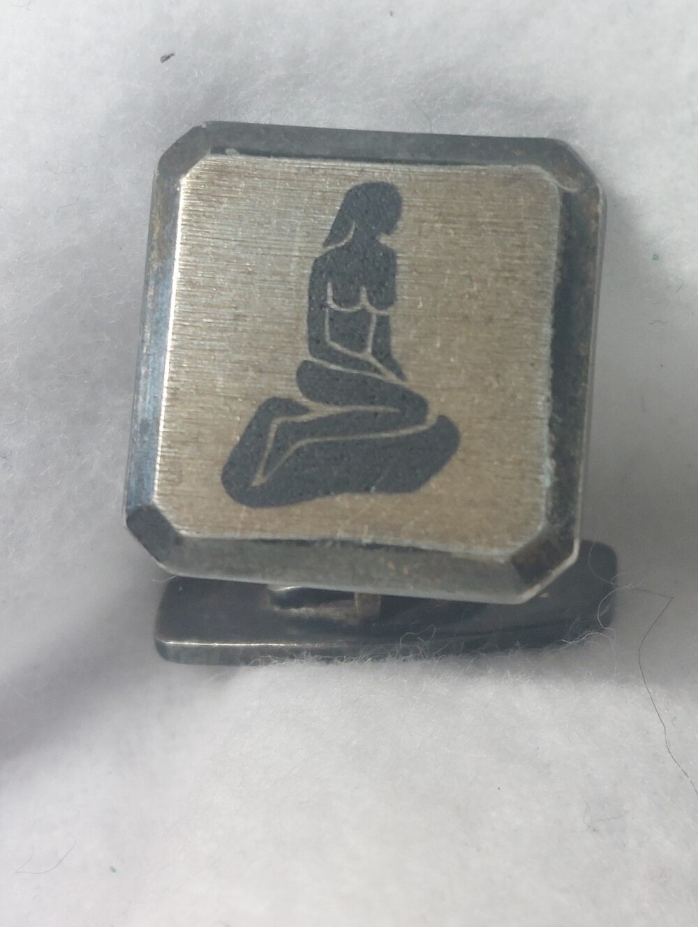VTG Danish Sterling Silver 925 Cufflink Kalsing Nude Mermaid Mid Century Single - Picture 1 of 8